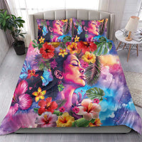 Polynesian Women Bedding Set Tropical Plant - Vibrant Surreal Dreamscape Vibe