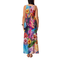 Polynesian Women Family Matching Tank Maxi Dress and Hawaiian Shirt Tropical Plant - Vibrant Surreal Dreamscape Vibe