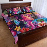 Polynesian Women Quilt Bed Set Tropical Plant - Vibrant Surreal Dreamscape Vibe