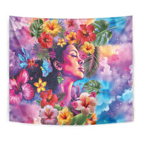 Polynesian Women Tapestry Tropical Plant - Vibrant Surreal Dreamscape Vibe