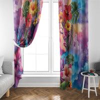 Polynesian Women Window Curtain Tropical Plant - Vibrant Surreal Dreamscape Vibe