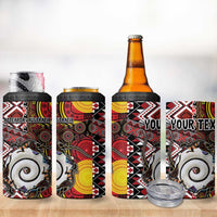 Personalised Aotearoa and Australia Together 4 in 1 Can Cooler Tumbler Koru and Kangaroo - Taniko with Aboriginal Motif