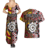 Personalised Aotearoa and Australia Together Couples Matching Summer Maxi Dress and Hawaiian Shirt Koru and Kangaroo - Taniko with Aboriginal Motif LT03 - Polynesian Pride