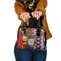 Personalised Aotearoa and Australia Together Shoulder Handbag Koru and Kangaroo - Taniko with Aboriginal Motif