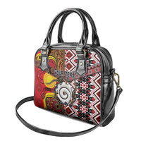 Personalised Aotearoa and Australia Together Shoulder Handbag Koru and Kangaroo - Taniko with Aboriginal Motif