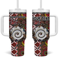 Personalised Aotearoa and Australia Together Tumbler With Handle Koru and Kangaroo - Taniko with Aboriginal Motif