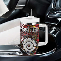 Personalised Aotearoa and Australia Together Tumbler With Handle Koru and Kangaroo - Taniko with Aboriginal Motif
