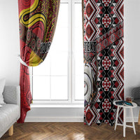Personalised Aotearoa and Australia Together Window Curtain Koru and Kangaroo - Taniko with Aboriginal Motif