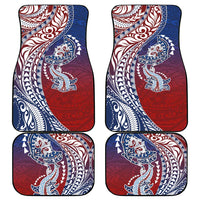 Hawaiian Manta Ray and Hammerhead Shark Tribal Tattoo Car Mats with Polynesian Tribal Pattern Hawaii Flag Color