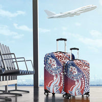 Hawaiian Manta Ray and Hammerhead Shark Tribal Tattoo Luggage Cover with Polynesian Tribal Pattern Hawaii Flag Color LT03 - Polynesian Pride