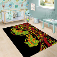 Hawaiian Manta Ray and Hammerhead Shark Tribal Tattoo Area Rug with Polynesian Tribal Pattern Kanaka Maoli Flag Color LT03 - Polynesian Pride