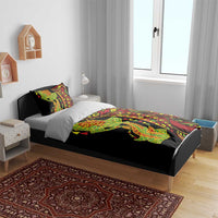 Hawaiian Manta Ray and Hammerhead Shark Tribal Tattoo Bedding Set with Polynesian Tribal Pattern Kanaka Maoli Flag Color