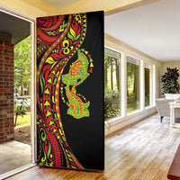 Hawaiian Manta Ray and Hammerhead Shark Tribal Tattoo Door Cover with Polynesian Tribal Pattern Kanaka Maoli Flag Color LT03 - Polynesian Pride