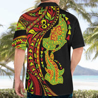 Hawaiian Manta Ray and Hammerhead Shark Tribal Tattoo Hawaiian Shirt with Polynesian Tribal Pattern Kanaka Maoli Flag Color LT03 - Polynesian Pride