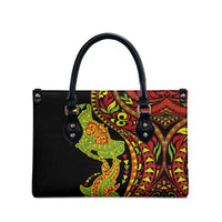Hawaiian Manta Ray and Hammerhead Shark Tribal Tattoo Leather Bag with Polynesian Tribal Pattern Kanaka Maoli Flag Color LT03 - Polynesian Pride