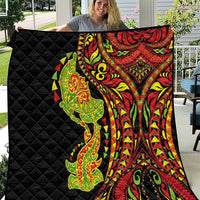 Hawaiian Manta Ray and Hammerhead Shark Tribal Tattoo Quilt with Polynesian Tribal Pattern Kanaka Maoli Flag Color LT03 Multicolor - Polynesian Pride
