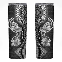 Hawaiian Manta Ray and Hammerhead Shark Tribal Tattoo Skinny Tumbler with Polynesian Tribal Pattern Black-White Color LT03 Multicolor - Polynesian Pride