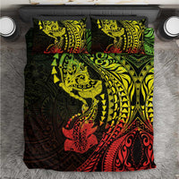 Hawaiian Manta Ray and Hammerhead Shark Tribal Tattoo Bedding Set with Polynesian Tribal Pattern Reggae Style