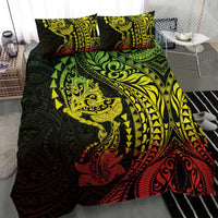 Hawaiian Manta Ray and Hammerhead Shark Tribal Tattoo Bedding Set with Polynesian Tribal Pattern Reggae Style