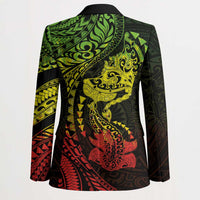 Hawaiian Manta Ray and Hammerhead Shark Tribal Tattoo Blazer with Polynesian Tribal Pattern Reggae Style