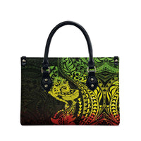 Hawaiian Manta Ray and Hammerhead Shark Tribal Tattoo Leather Bag with Polynesian Tribal Pattern Reggae Style