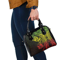 Hawaiian Manta Ray and Hammerhead Shark Tribal Tattoo Shoulder Handbag with Polynesian Tribal Pattern Reggae Style
