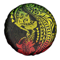 Hawaiian Manta Ray and Hammerhead Shark Tribal Tattoo Spare Tire Cover with Polynesian Tribal Pattern Reggae Style
