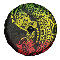 Hawaiian Manta Ray and Hammerhead Shark Tribal Tattoo Spare Tire Cover with Polynesian Tribal Pattern Reggae Style