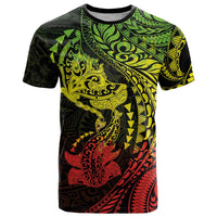 Hawaiian Manta Ray and Hammerhead Shark Tribal Tattoo T Shirt with Polynesian Tribal Pattern Reggae Style
