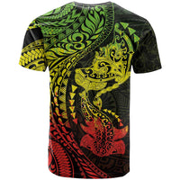 Hawaiian Manta Ray and Hammerhead Shark Tribal Tattoo T Shirt with Polynesian Tribal Pattern Reggae Style
