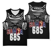 Super Samoa-Six Eight Five to The World Basketball Jersey Traditional Samoan Tattoo Black Color