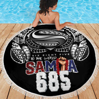 Super Samoa-Six Eight Five to The World Beach Blanket Traditional Samoan Tattoo Black Color