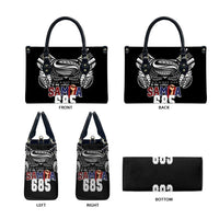 Super Samoa-Six Eight Five to The World Leather Bag Traditional Samoan Tattoo Black Color