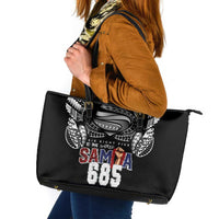 Super Samoa-Six Eight Five to The World Leather Tote Bag Traditional Samoan Tattoo Black Color