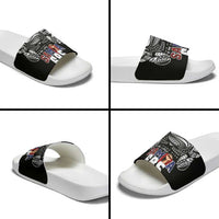 Super Samoa-Six Eight Five to The World Slide Sandals Traditional Samoan Tattoo Black Color
