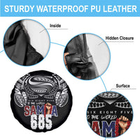 Super Samoa-Six Eight Five to The World Spare Tire Cover Traditional Samoan Tattoo Black Color