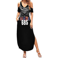 Super Samoa-Six Eight Five to The World Summer Maxi Dress Traditional Samoan Tattoo Black Color