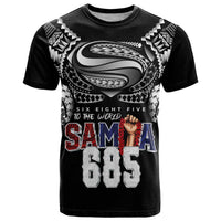 Super Samoa-Six Eight Five to The World T Shirt Traditional Samoan Tattoo Black Color