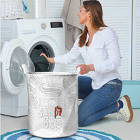 Super Samoa-Six Eight Five to The World Laundry Basket Traditional Samoan Tattoo All White