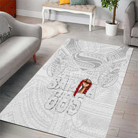 Super Samoa-Six Eight Five to The World Area Rug Traditional Samoan Tattoo All White