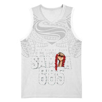 Super Samoa-Six Eight Five to The World Basketball Jersey Traditional Samoan Tattoo All White