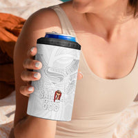 Super Samoa-Six Eight Five to The World 4 in 1 Can Cooler Tumbler Traditional Samoan Tattoo All White
