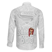 Super Samoa-Six Eight Five to The World Family Matching Off Shoulder Maxi Dress and Hawaiian Shirt Traditional Samoan Tattoo All White LT03 - Polynesian Pride