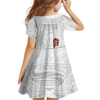 Super Samoa-Six Eight Five to The World Family Matching Off Shoulder Short Dress and Hawaiian Shirt Traditional Samoan Tattoo All White LT03 - Polynesian Pride