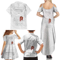 Super Samoa-Six Eight Five to The World Family Matching Summer Maxi Dress and Hawaiian Shirt Traditional Samoan Tattoo All White LT03 - Polynesian Pride