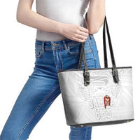 Super Samoa-Six Eight Five to The World Leather Tote Bag Traditional Samoan Tattoo All White