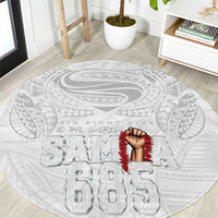 Super Samoa-Six Eight Five to The World Round Carpet Traditional Samoan Tattoo All White