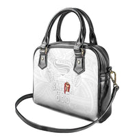 Super Samoa-Six Eight Five to The World Shoulder Handbag Traditional Samoan Tattoo All White