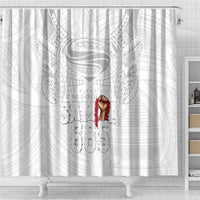 Super Samoa-Six Eight Five to The World Shower Curtain Traditional Samoan Tattoo All White