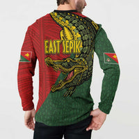 Sepik River Crocodile & Arts Festival Melanesian Pattern Button Sweatshirt